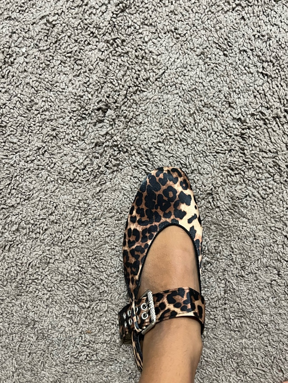 Leopard Print Mary Jane Flats with Buckle Strap - Brown - Picture 11 of 11